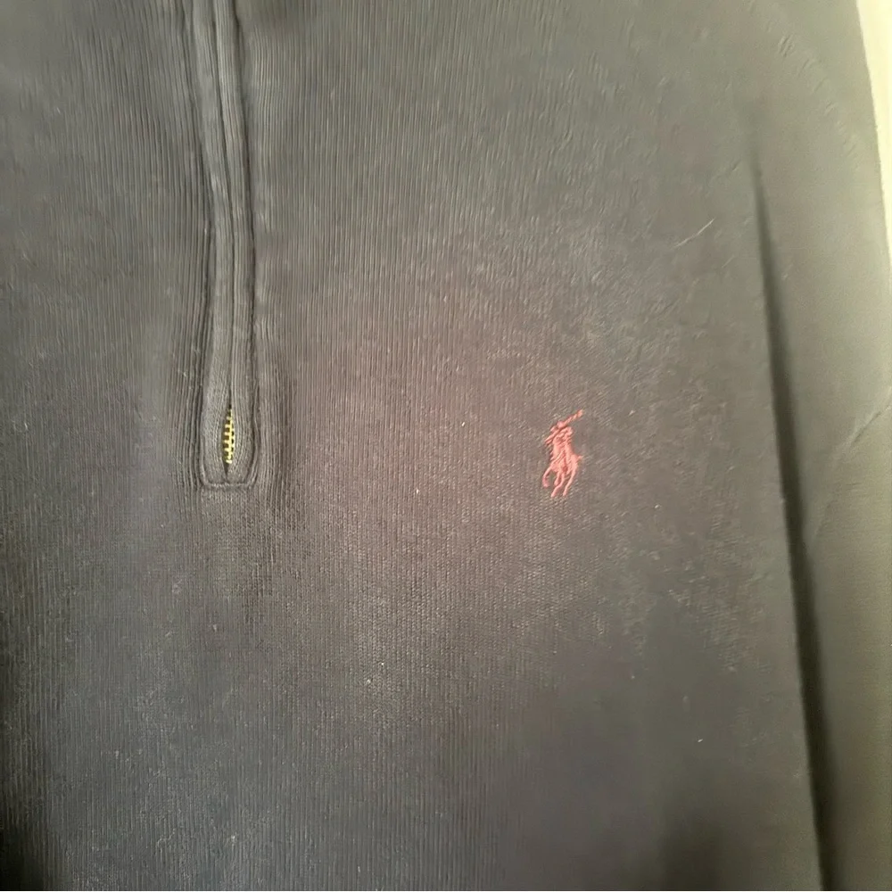 Polo Ralph Lauren Quarter Zip Pullover Sweater Navy XL‎ Cotton Red Pony Logo